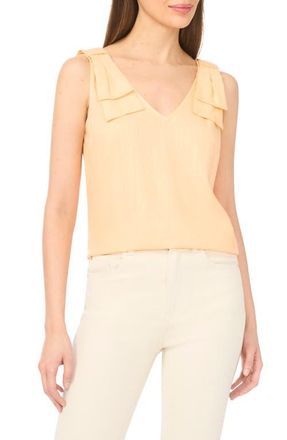CeCe by Cynthia Steffe Bow Shoulder V-Neck Tank in Apricot at Nordstrom, Size Medium