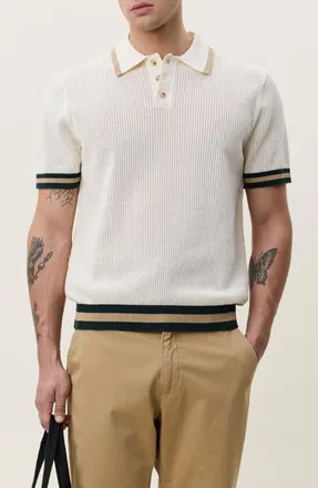 Les Deux Openwork Cotton Polo Sweater in Eggnog White at Nordstrom, Size Xx-Large