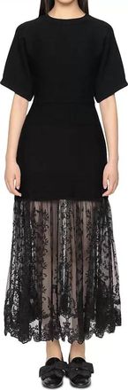 Sea New York Diane Lace Knit Combo Dress In Black