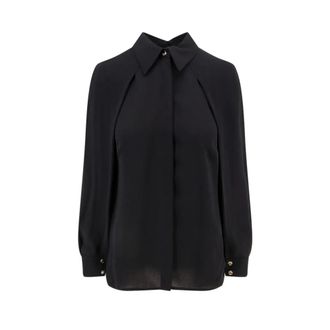 Elisabetta Franchi Shirts, female, Black, Size: L Cape Sleeve Shirt with Bow