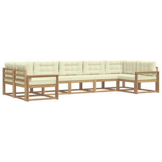 vidaXL Conjunto De Sof&aacute;s De Exterior Con Coj&iacute;n 7 Pcs Blanco Y Crema Vidaxl