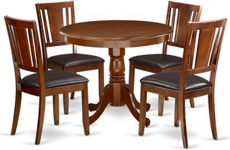 East West Furniture Dining Room Set Mahogany, ANDU5-MAH-LC