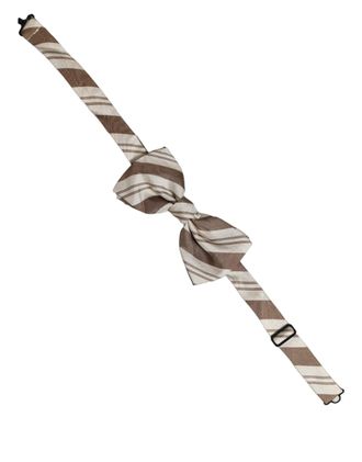 Dolce & Gabbana Striped Silk Bow Tie - Brown
