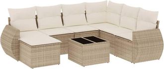 vidaXL Vidaxl - Juego De Sof&aacute;s De Jard&iacute;n Con Cojines Beige 8 Pzas Rat&aacute;n Pe
