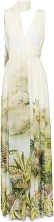 Elie Saab printed chiffon dress - women - Silk/Viscose - 36 - Green