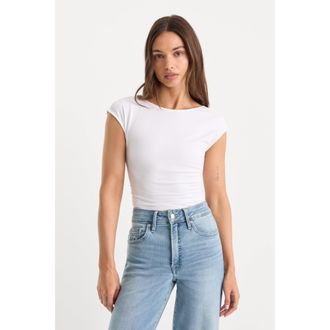 Good American Womens The Open Back Bodysuit | White, Size Medium | Good American by Khlo&Egrave; Kardashian