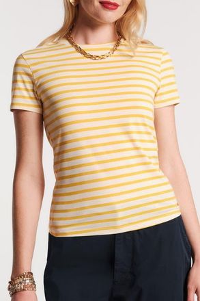 Frances Valentine Super Crewneck T Stripe in Oyster/egg Yolk at Nordstrom, Size X-Large