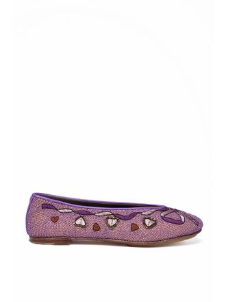 Meher Kakalia Purple Embroidered Fabric Flats