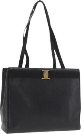 Ferragamo Pre-owned Shoulder Bags, female, Black, Size: ONE SIZE Pre-owned Leather Shoulder Bag