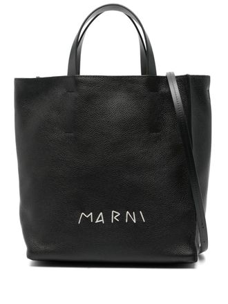 Marni Shopper met geborduurd logo - Zwart