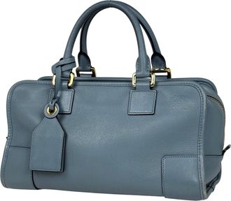 Loewe Amazona Light Blue Leather Handbag Tote Bag (Pre-Owned)