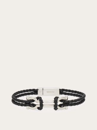 Ferragamo Men Double Gancini bracelet (20cm) Black