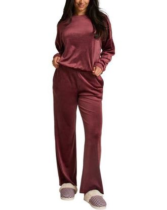Hunkem&ouml;ller Velvet Long-Sleeve Pyjama Set in Red Mahogany at Nordstrom, Size X-Large