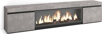 Skraut Home Skraut Home - Mueble Tv, Televisi&oacute;n, Muebles De Sal&oacute;n, Almacenaje, 210, Para Tv Hasta 80, Chimenea El&eacute;ctrica Xxl, Estilo Moderno, Gris Cemento