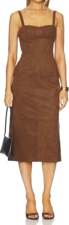Karina Grimaldi Olivia Suede Midi Dress In Chocolate Brown