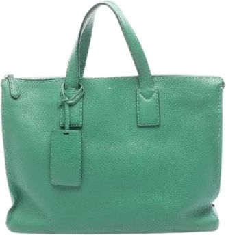 Fendi Pre-owned Handbags, female, Green, Size: ONE SIZE Pre-owned Selleria Leather Business Bag 7Va375