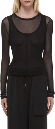 Helmut Lang Layered Mesh Long Sleeve T-Shirt in Black at Nordstrom, Size Xx-Small
