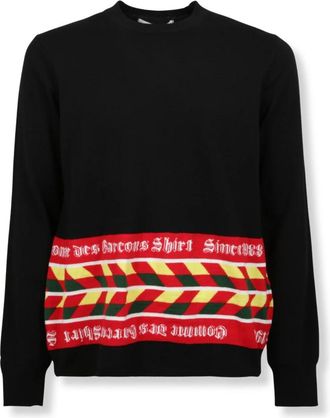 Comme Des Gar&ccedil;ons Football Scarf Knit - Heren - Ronde hals truien - Zwart - M - Wol - Truien & Vesten