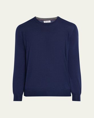 Brunello Cucinelli Mens Fine-Gauge Cashmere and Silk Crewneck Sweater