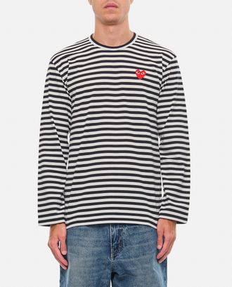 Comme Des Gar&ccedil;ons Maglietta A Maniche Lunghe A Righe Con Logo