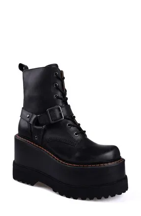 Zigi Soho Elian Platform Bootie in Black Leather at Nordstrom, Size 7