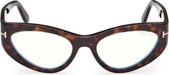 Tom Ford 55mm Cat Eye Optical Glasses in Shiny Classic Dark Havana at Nordstrom
