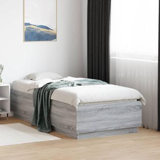 vidaXL Estructura Cama Con Luces Led Madera Gris Sonoma 75x190 Cm Vidaxl