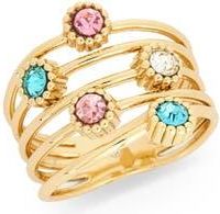 Nordstrom Rack Bezel Crystal Layered Band Ring in Pink Multi- Gold at Nordstrom Rack, Size 9