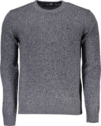 Harmont & Blaine Mens Crew Neck Sweater Melange Knit - Dark Grey Wool - Size X-Large