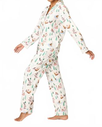 PJ Salvage Sleigh All Day 3-Piece Flannel Pajama Set In White