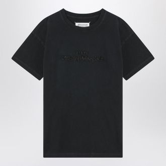 Maison Margiela Washed Black T-Shirt With Embroidered Logo