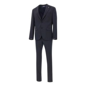 Manuel Ritz Single Breasted Suits, male, Blue, XL, Stretch Viscose Two-Piece Suit