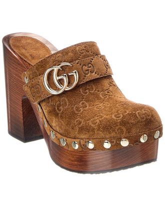 Gucci Gg Logo Suede Mule