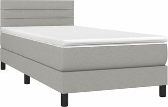 vidaXL Cama Box Spring Colch&oacute;n Y Luces Led Tela Gris Claro 90x190 Cm Vidaxl
