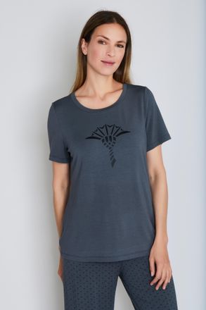 Joop Pyjamaoberteil JOOP Luxe, Damen, Gr. 34, grau (dunkelgrau), Jersey, Obermaterial: 95% Modal, 5% Elasthan, unifarben, bequem h&uuml;ftlang, Rundhals, Shirts