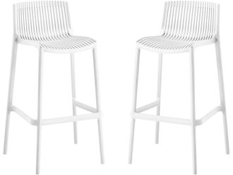 Habitat et Jardin Lote De 2 Tronas Apilables De Pl&aacute;stico n&eacute;ora - Blanco