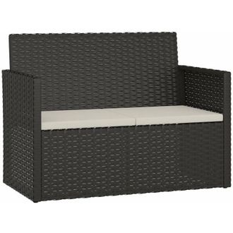 vidaXL Banco De Jard&iacute;n Con Cojines Rat&aacute;n Sint&eacute;tico Negro 105 Cm Vidaxl