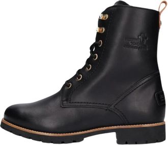 Panama Jack Dames Fara Igloo Travelling Laarzen - Dames - Veterlaarzen - Zwart - 37 EU - Leer - Schoenen