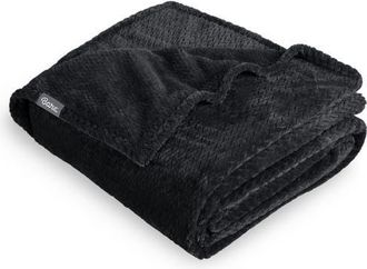 Bare Home Chevron Microplush Fleece Blanket in Black at Nordstrom, Size Twin