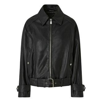 Pinko Leather Outerwears Nero-Donna