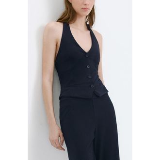 Mango Halter Vest in Navy at Nordstrom, Size Xx-Small