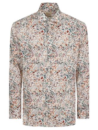 Xacus White Casual Shirt With French Collar And Liberty Print