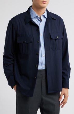 Canali Nuvolo Regular Fit Wool Shirt Jacket in Navy at Nordstrom Rack, Size 42 Us / 52 Euregular