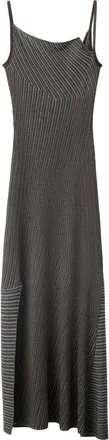 Mango Asymmetrical Striped Knit Dress in Coffee at Nordstrom, Size 6