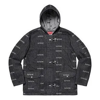 SUPREME SS19 Logo Denim Turnout Jacket Black Logo SUP-SS19-651