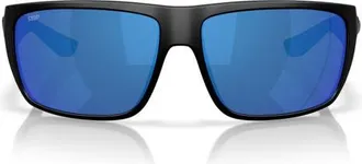 Costa Fly Line 64mm Sunglasses in Matte Black /Blue Mirror at Nordstrom