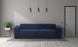 Talamo Italia Talamo Italia - Sof&aacute; Fijo Simona, Sof&aacute; Modular Lineal De 3 Plazas, 100% Made In Italy, Sof&aacute; De Sal&oacute;n Moderno En Tela., Cm 260x95h70, Azul, Con Embalaj