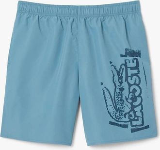 Lacoste Mens Long Branded Swim Trunks - Blue - Size: 37/36/32