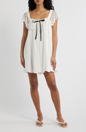 Lulus Lana Lace Trim Minidress in White at Nordstrom, Size X-Large