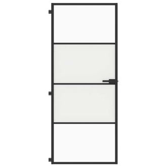 Berkfield Home Interior Door Slim Black 83x201.5 cm Tempered Glass & Aluminium
